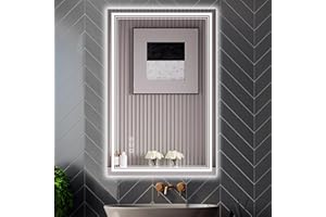 Ratsamee 24x36 3 Colors Led Mirror for Bathroom with Front Light and Backlit,Dimmable Anti Fog Wall Bathroom Mirror with Led Lights, Water Proof, Decor Vanity Mirror