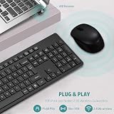 LeadsaiL Wireless Keyboard and Mouse 2.4GHz UK Full Size 12 Shortcuts Black view 2