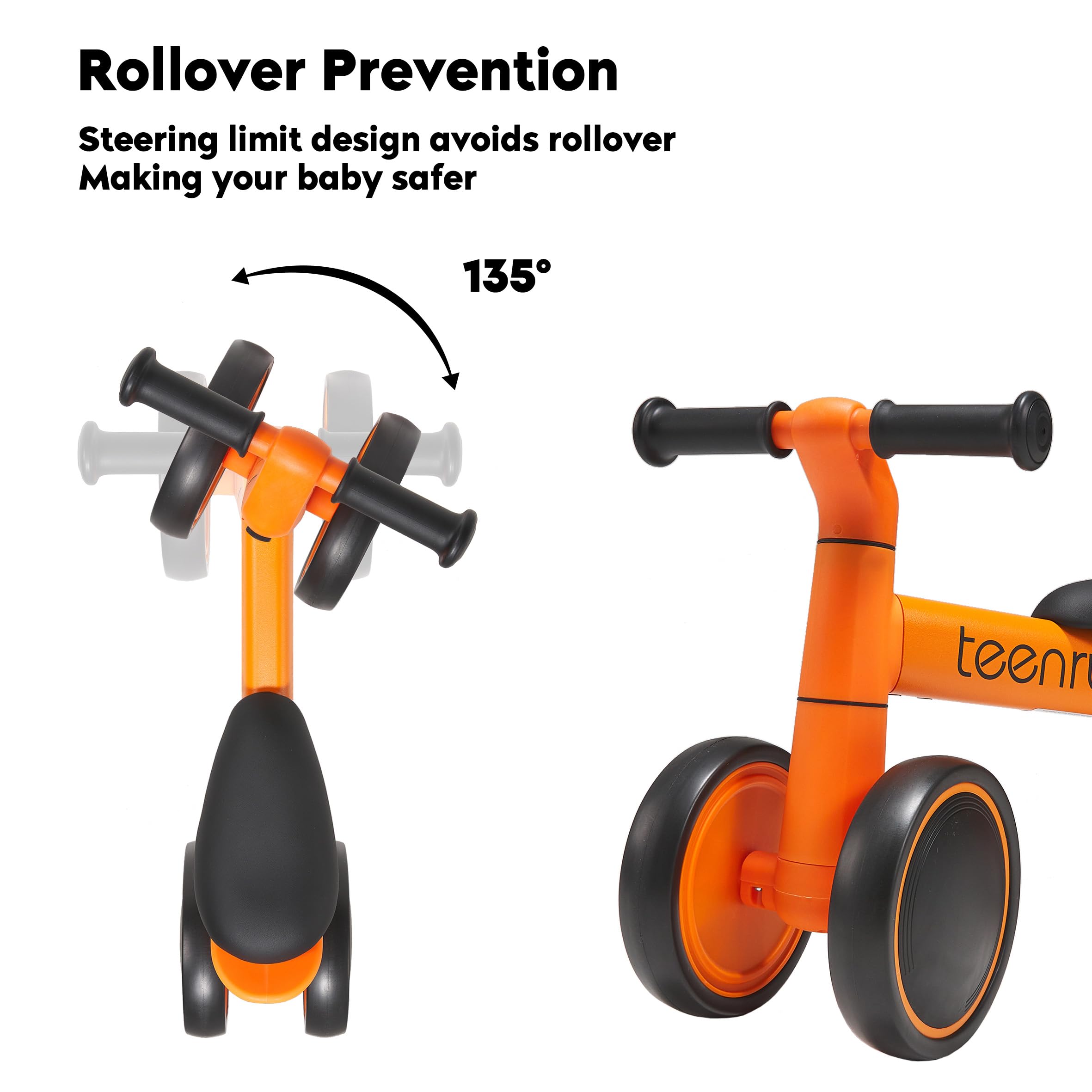 TEENRUN Baby Balance Bike with 4 Wheels, Perfect for 12-36 Month Toddlers, Ideal First Birthday Gift for Boys and Girls
