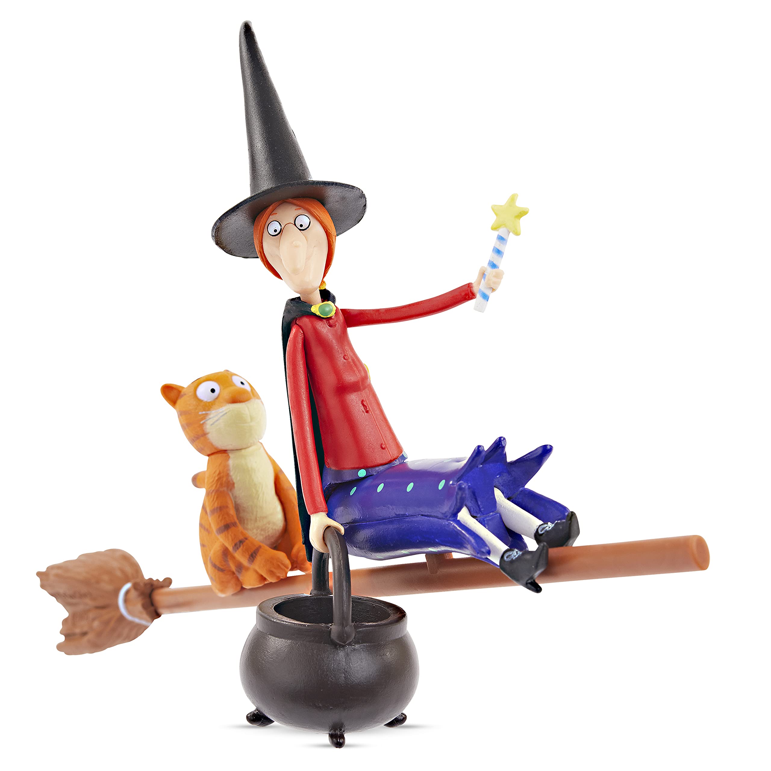 WOW! STUFF The Witch and Cat From Room On The Broom Twin Pack - Articulated Collectable Action Figures | Official Toys and Gifts from The Julia Donaldson and Axel Scheffler Books and Films,Brown