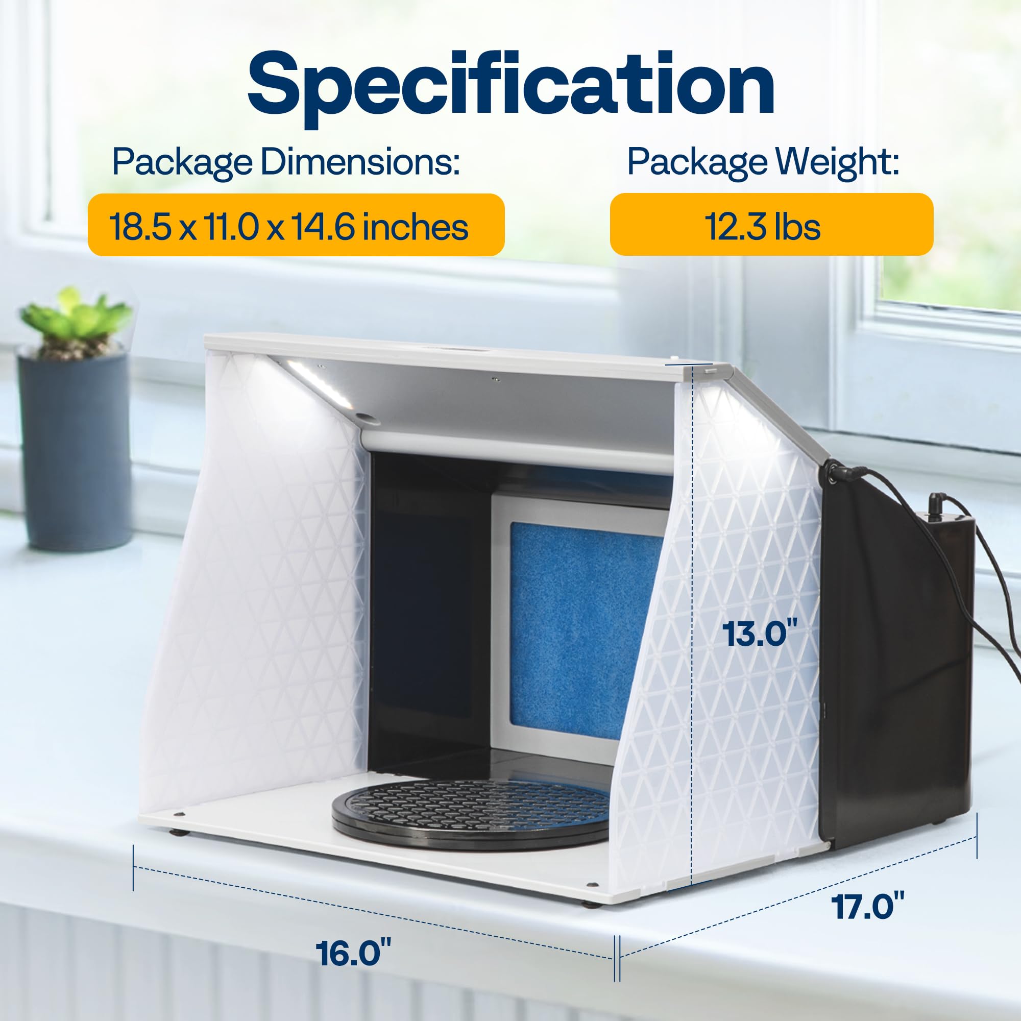 VIVOHOME Dual Fans Airbrush Paint Spray Booth with 4 LED Lights Turn Table and Filter Hose, Portable Airbrush Booth for Painting Model Craft Black