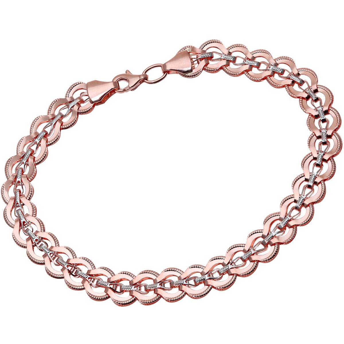 Citerna 9 ct Rose and White Gold Loop Links Bracelet of Length 19 cm