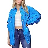 PAOLA RIBONI Women's Oversized Denim Jacket Jean Jacket Long Sleeve Casual Denim Shirt for Spring Fashion