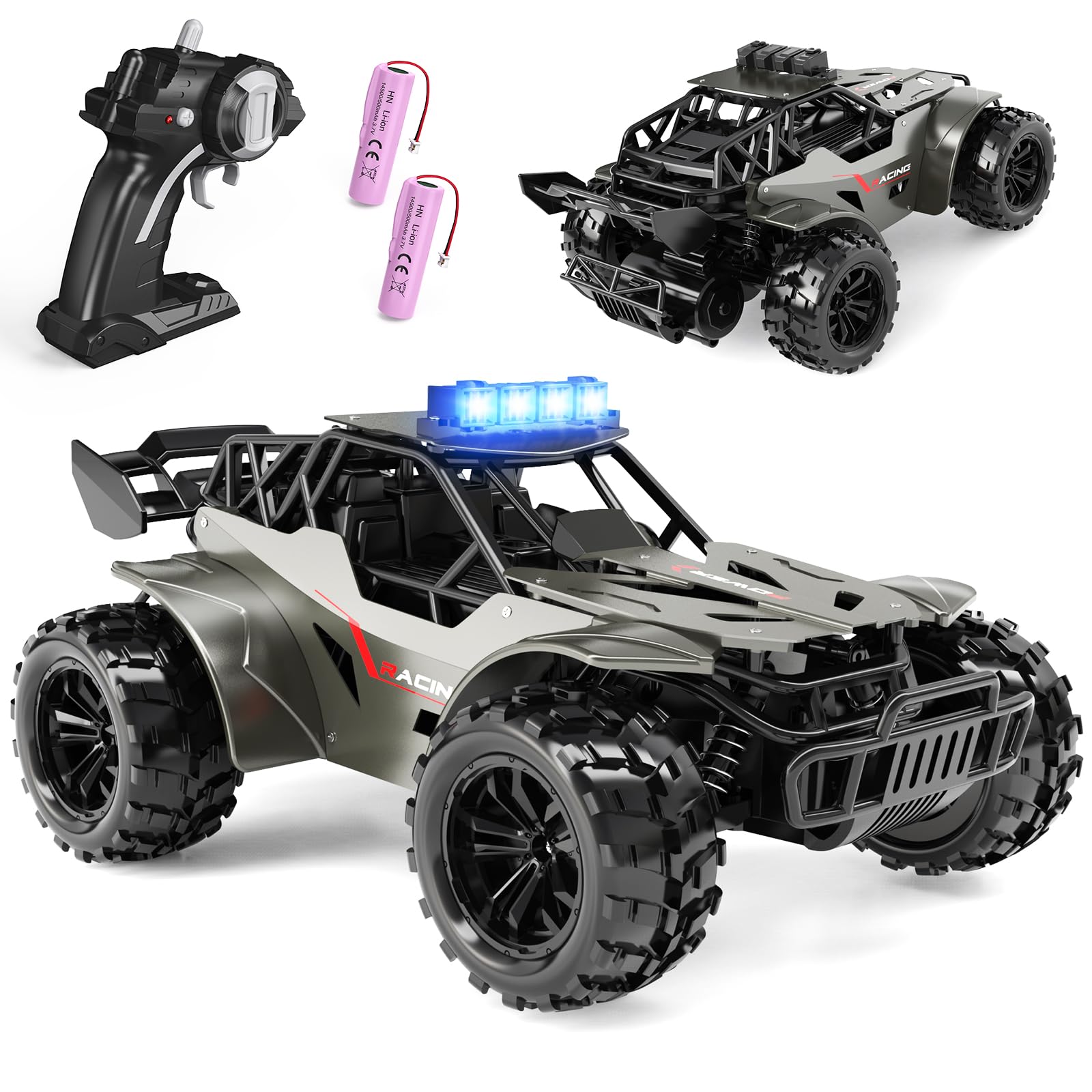 Remote Control Car with LED Headlight 2.4GHz Remote Control Truck Metal Shell High Speed 20 KM/H Remote Controlled Truck RC Car Rechargeable Batteries 50+min Birthday for Kids