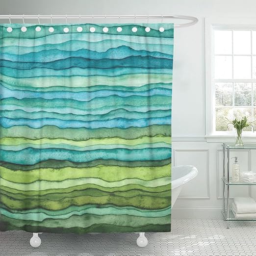 Amazon Com Emvency Shower Curtain Abstract Bright Blue And Green