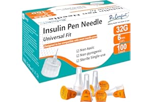 Pro Comfort Insulin Pen Needle 32G 6mm (1/4") 100 Count, Diabetic Pen Needles for Injections Universal Fit with Most Diabetes Pens Comfortable Sterile