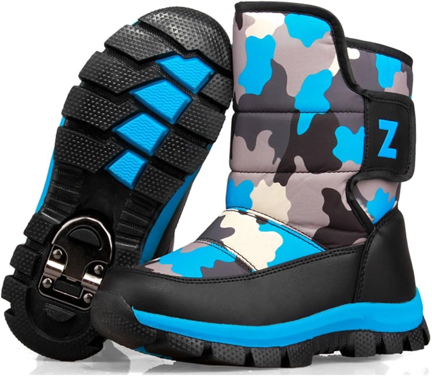 Amazon Jamode キッズ 子供 男の子 長靴 冬用 スノーブーツ 雪 ハイカット スパイク付き 防水 防寒 保温 雪遊び 撥水 通学 K 22 5cm ブルー キッズ ベビー