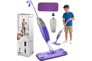KTNAID Kids Spray Mop - Mini Mop with Real Sprayer and Washable Microfiber Pad, Toddler Cleaning Set, Montessori Housekeeping Education Toys, for Boys Girls Ages 3+, Compatible with Swiffer Wet Jet Pads