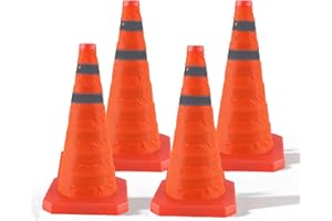 Jade Butterfly 18 Inch 4 Pack Collapsible Traffic Safety Cones, Orange Cones with Reflective Collar, Portable Multipurpose Traffic Cones for Parking Construction Driving Training Sports Practice