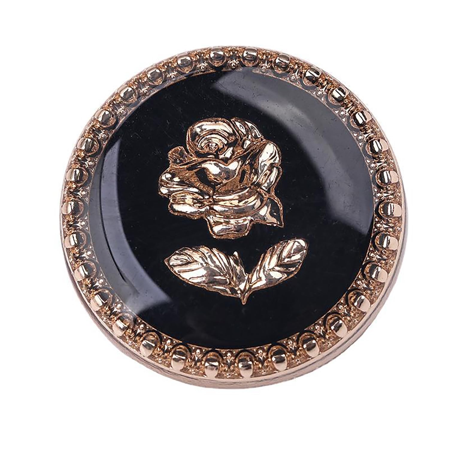 Photo 1 of 5pcs Vintage Round Retro Gold Metal Rose Flower Pattern Buttons for Clothes Coats Decoration (Black Gold, 12mm)