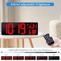 Large Digital Wall Clock with Remote Control