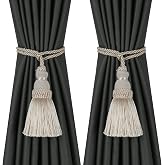 Fenghuangwu 2 Pack Curtain Tie Backs Rope Tassels for Curtain Holdback | Beige,Tassel Curtain Ties，Curtain Holdbacks,Handmade Home and Outdoor Decorative