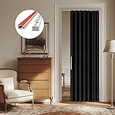 AJAZZ 100% Blackout Sliding Door Curtains for Doorways, Accordion Doors for Doorway Magnetic Door Curtain for Bedroom Living Room Curtain Sets with Tracks(1 Pack, 43W x 79 L, Black)