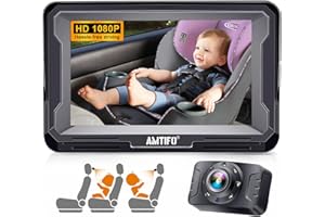 AMTIFO Baby Car Camera Ease Installation: Gifts for Newborns Eye Protection Crystal Night Vision 360 Rotation Backseat Camera 2 Kids Rear Facing Carseat Camera 1080P Car Baby Monitor