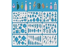 ORIGACH 9 Pcs Large Reusable Earrings Making Template Leather Earring Templates, Plastic Cutting Stencil with Differnt Patterns for Earrings Necklace Making Jewelry Crafts