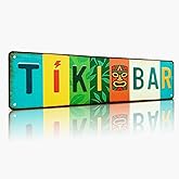 Tiki Bar All-Aluminum Metal Sign – Tropical Wall Decor for Home Bar, Patio, Poolside, Garden, Outdoor Party Decorations – 16 x 4 Inch