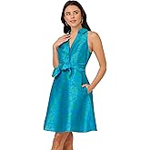 Adrianna Papell Women's Tie Front Printed Short Dress