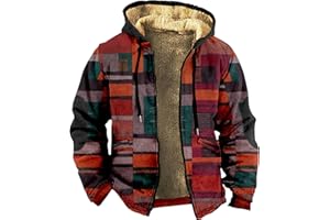 XIAXOGOOL Zip Up Sweatshirts For Men With Hood Big Tall Retro Ethnic Graphic Hoodies Heavyweight Sherpa Fleece Lined Jackets