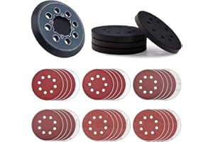 NYXCL 5 inch DeWalt DWE6423/6423K, DWE6421/6421K, DCW210B Random Orbital Sander Replacement Pad with 5 inch 8 Hole Hook Loop Foam & Sanding Backing Pads Sanding Discs Include 100/150/180/240/320/400 Grit