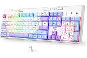 RisoPhy Wireless Gaming Keyboard, Tri-Mode BT5.0/2.4GHz/USB-C, RGB Light up Backlit Keyboards, Customizable Macro Keys, 26 Anti-ghosting Keys, 4000mAh Battery, Creamy Computer Keyboards