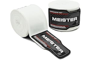 Meister Adult 180" Semi-Elastic Hand Wraps for MMA & Boxing (Pair)