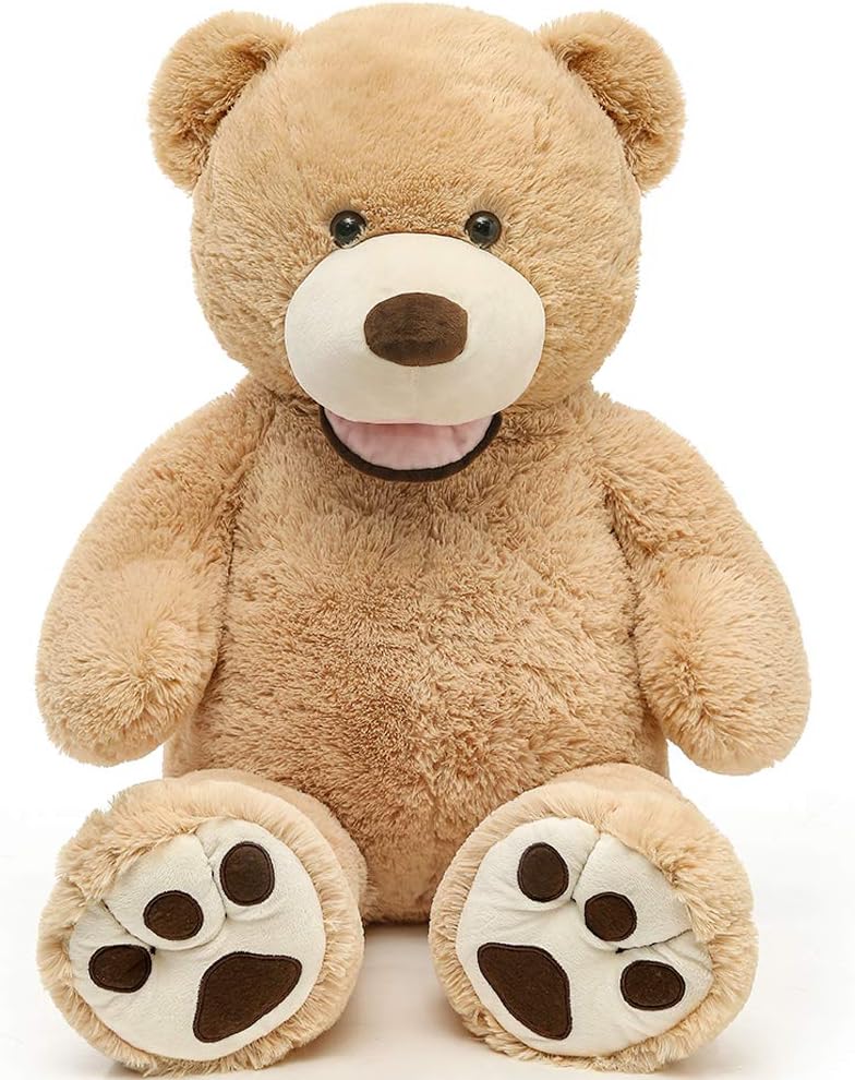 MaoGoLan Giant Teddy Bears Large Plush Stuffed Animals Toy with Footprints Big Teddy Bear for Girlfriend Children 39 Inch,Light Brown: Toys & Games