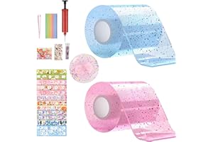 JALCH Lot de 2 rouleaux de ruban adhésif à bulles pour soulager le stress – Comprend des paillettes, des pailles et un adhési