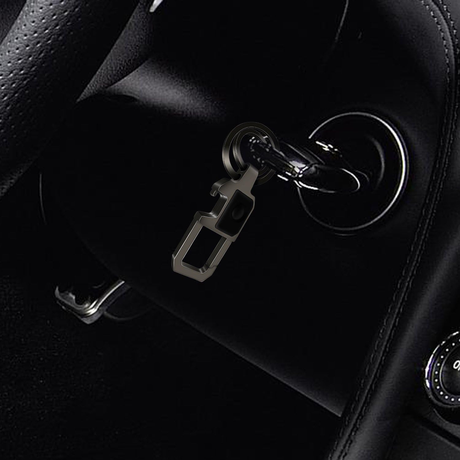 Idakey Zinc Alloy Key Chain with 2 Key Rings Include LED Light and Bottle Opener Function Car Business Keychain for Men and Women Black Nickel: Home Improvement