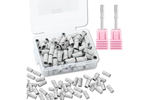 C12rtive 100 Pcs 3mm Professional Small Sanding Bands & 2Pcs Small Mandrel Bit Set for Nail Drill,150# Upgrade Design 3mm Nail File for Manicures and Pedicure with Stainless Steel Shaft