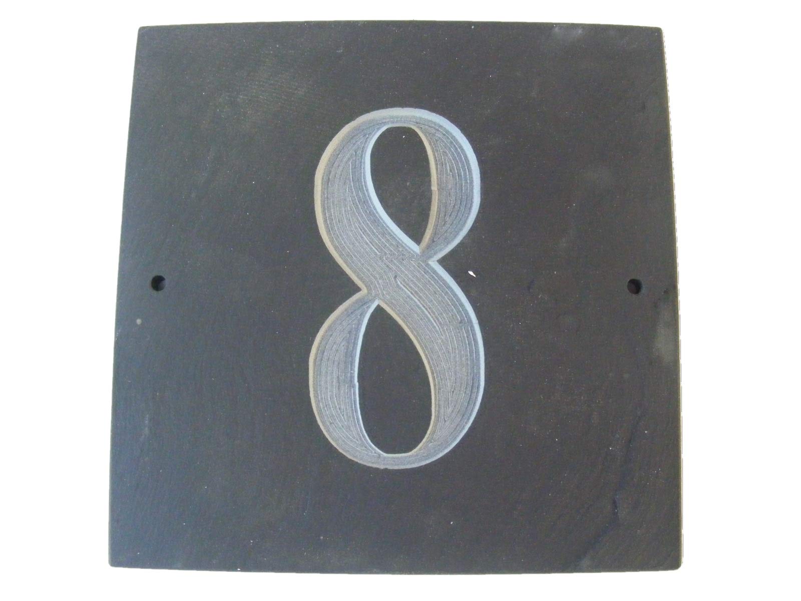 NATURAL GREY SLATE HOUSE DOOR NUMBER 6" x 6" DEEPLY ENGRAVED NATURAL SURFACE SIGN PLAQUE HOUSE WARMING GIFT (8)