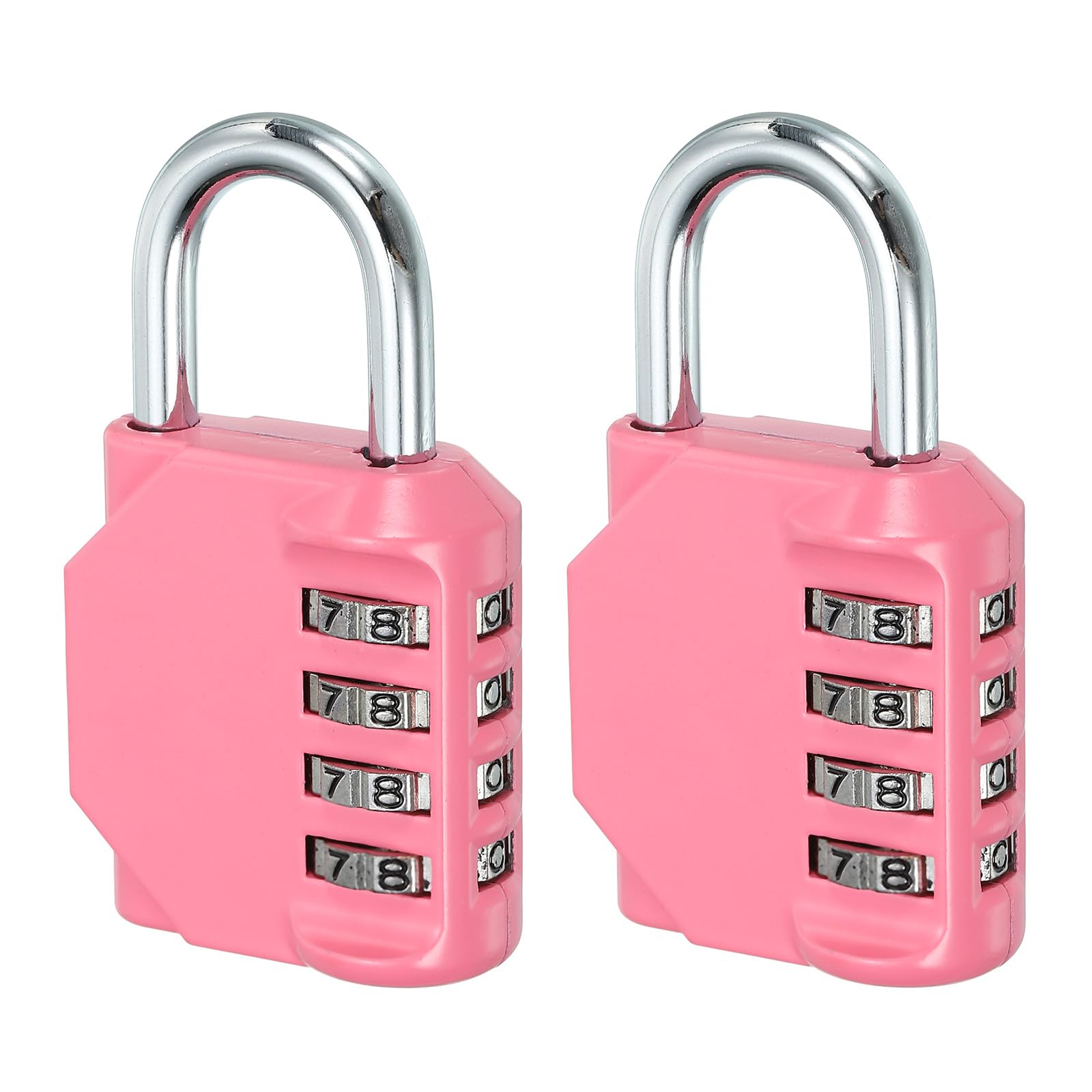 PATIKIL 3 Inch Long 4 Digit Combination Padlock, 2 Pack Waterproof Zinc Alloy Resettable Combination Lock for Outdoor Gym Gate Box, Pink