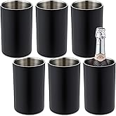 Potchen 6 Pack Wine Chiller Bucket Wine Bottles Cooler Bulk, Stainless Steel Double Wall Insulated Champagne Ice Bucket for Parties,Fits for 750 ml Bottles(Black)