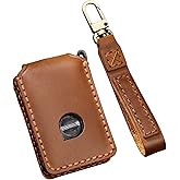 SANRILY Leather Key Fob Cover for Volvo XC60 XC90 S90 V90 2019 2020 2021 Keyless Entry Remote Keychain Holder Full Protection Key Case Shell Brown