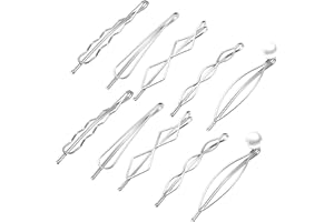 MEEKOO 10 Pieces Metal Hair Clips Geometric Barrettes for Women Girls Hair Styling Pins Minimalist Decorative Wedding Dainty Accessories Headwear (Silver)