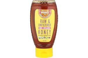 Heavenly Organics 100% Organic Raw Honey 1Pack - Size 16Oz Squeeze Strained to Preserve Pollen , Vitamins, Minerals and Enzymes; Made from Wild Beehives & Free Range Bees form foothill of Himalyas , Fair traded , Kosher, Chemical , Antibiotic and Glyphosate free
