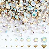 AHANDMAKER Pointed Back Glass Rhinestone Cabochons, Tiny Sparkling Rhinestones Faceted Diamond Plated Cabochon for DIY Jewelry Making Nail Art Phone Case Embellishment