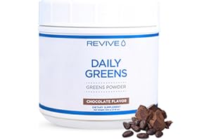 Revive MD Super Greens Powder Mix - Smoothie & Juice Mix with Green Superfoods Blend of Wheatgrass, Spirulina & Chlorella - Probiotics, Inulin & Fiber for Digestive Health & Gut Health (Chocolate)