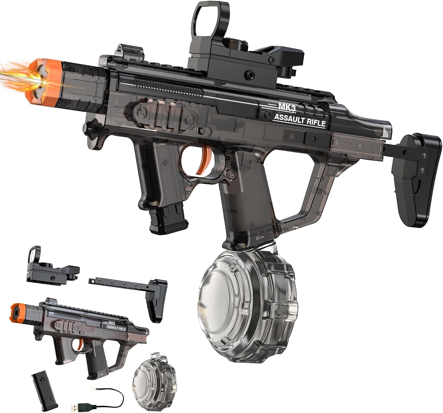 Electric Water Gun for Adults Kids, Automatic Squirt Gun with 33FT Range, Watergun with Flashing Muzzle, Summer Outdoor Water Pistol Pool Beach Party Toys for Boys Girls (Black)