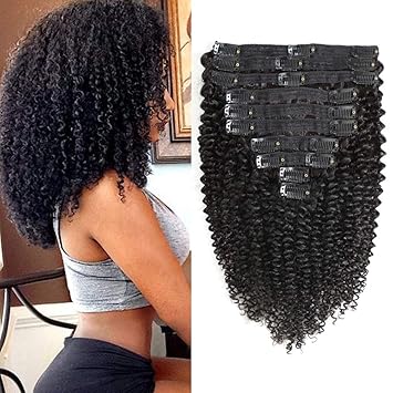 Amazon Com Rolisy Kinkys Curly Clip In Hair Extensions Afro 3c