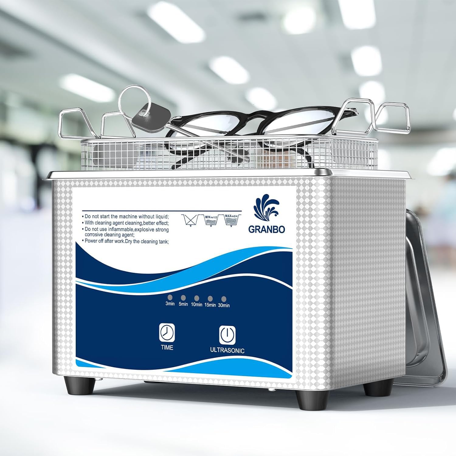 Photo 1 of Granbo 1L Jewelry Cleaning Ultrasonic Machine 40kHz with Digital Timer and Degassing,110V Digital Ultrasonic Parts Cleaner for Denture Dental Oral Irrigator Parts Glasses and More