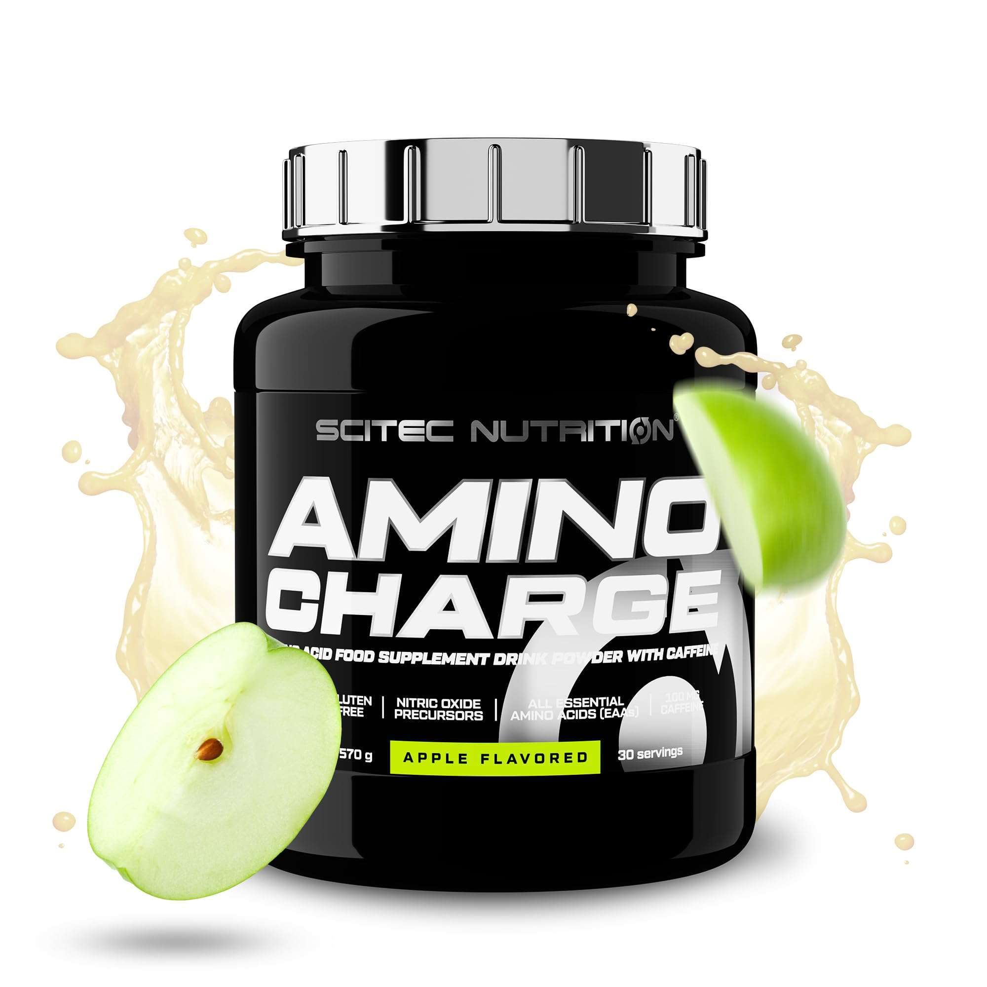 Scitec Nutrition Amino Charge – with 6g BCAAs – 100mg Caffeine – Sugar-Free, Gluten-Free – Boost Performance and Recovery, 570 g, Apple