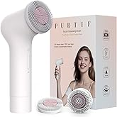 PURTIF Electric Facial Cleansing Brush - Rechargeable Silicone Face Scrubber exfoliator, Face wash Machine, Pore Cleansing Brush for Women and Men,3Speeds,Waterproof, Exfoliating & Massage, White