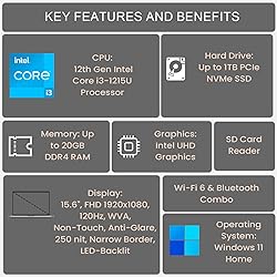 DELL Inspiron 3000 Series 3520 Laptop, 15.6" FHD
