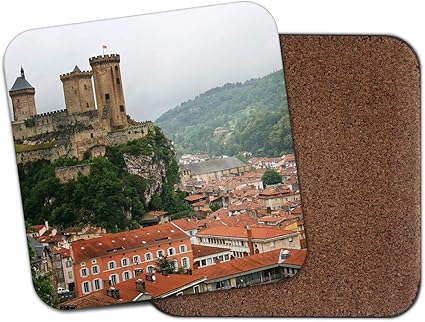Amazon シャトー ド フォワ城ドリンクコースター フランスフランス語アリエージュ旅行ギフト 76 Destination Vinyl Coasters ホーム キッチン