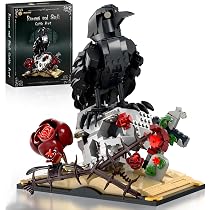 Gothic Raven & Skull Art Building Set, 758 PCS with Crow, Skulls