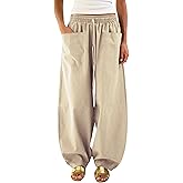 Himosyber Womens Baggy Wide Leg Pants Casual Loose Palazzo Harem Pants High Elastic Waist Trousers with Pockets