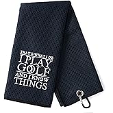DYJYBMY 'That's What I Do' Golf Towel - Embroidered Black with Clip, Perfect for Golf Bags & Birthday Gifts for Golf Fans