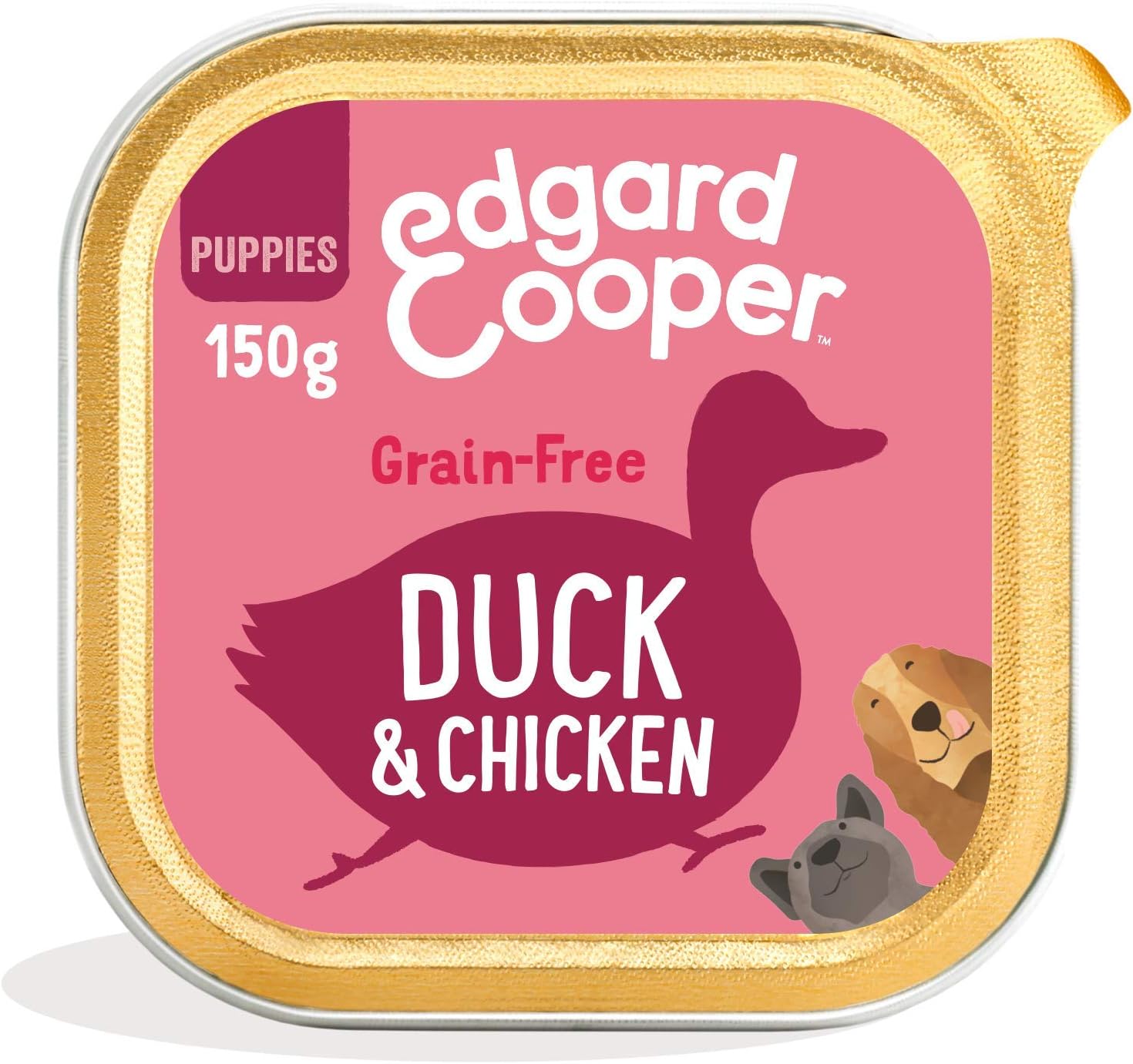 Edgard Cooper Puppy Grain-Free Wet Dog Food, Duck Chicken 11 x 150g, Natural Dogs Food in Cup with Fresh Meat Amino Acids