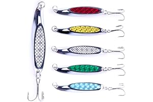 LURESMEOW Fishing Lures - Trout & Bass Walleye Lures, Saltwater Fishing Spoons 5pcs with Box