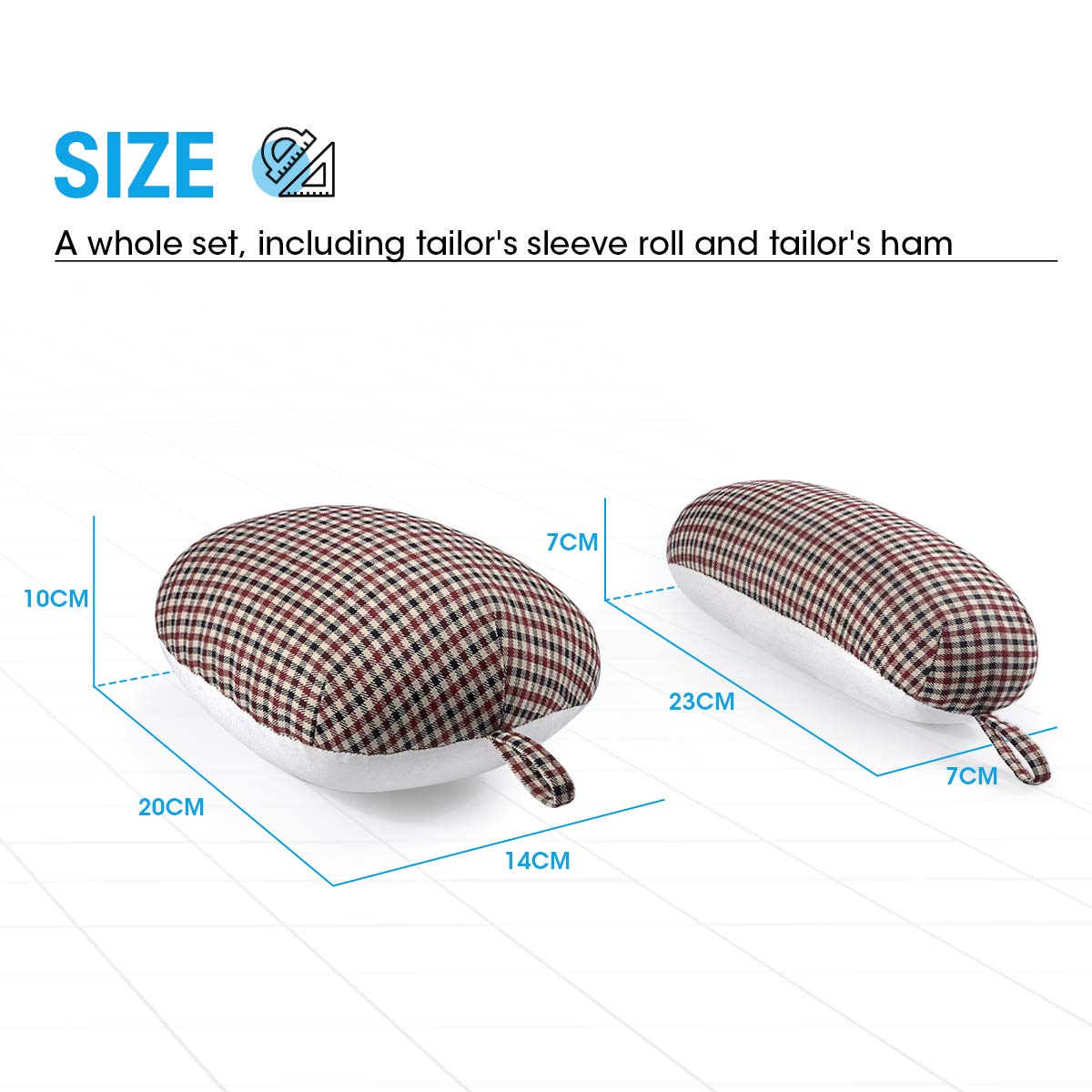 3 BUZZLETT Tailor’s Ham and Seam Roll Set – Premium Tailors Ham for Ironing – Professional Pressing Tools – Linen and Doll Cotton Press Ham for Ironing Smaller Curved Seam